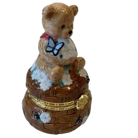 SF Music Box Teddy Bear Butterflies Bees Trinket Box Song My Favorite Things - Picture 7 of 11